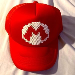 Hand Made Cap from Mexico🇲🇽. This Cap is red and has a Mario logo in the front